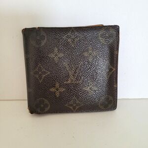 Louis Vuitton Monogram Bifold Wallet Brown Canvas CA0038 Made in Spain Men Women